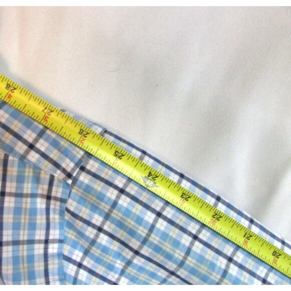 Peter Millar Men's Button Down Long Sleeve Blue Plaid Cotton Large Dress Shirt - Picture 14 of 14